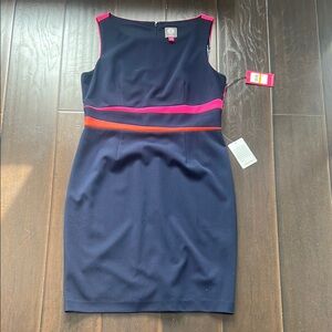 NWT Vince Camuto Navy, Pink, and Orange Dress, size 14